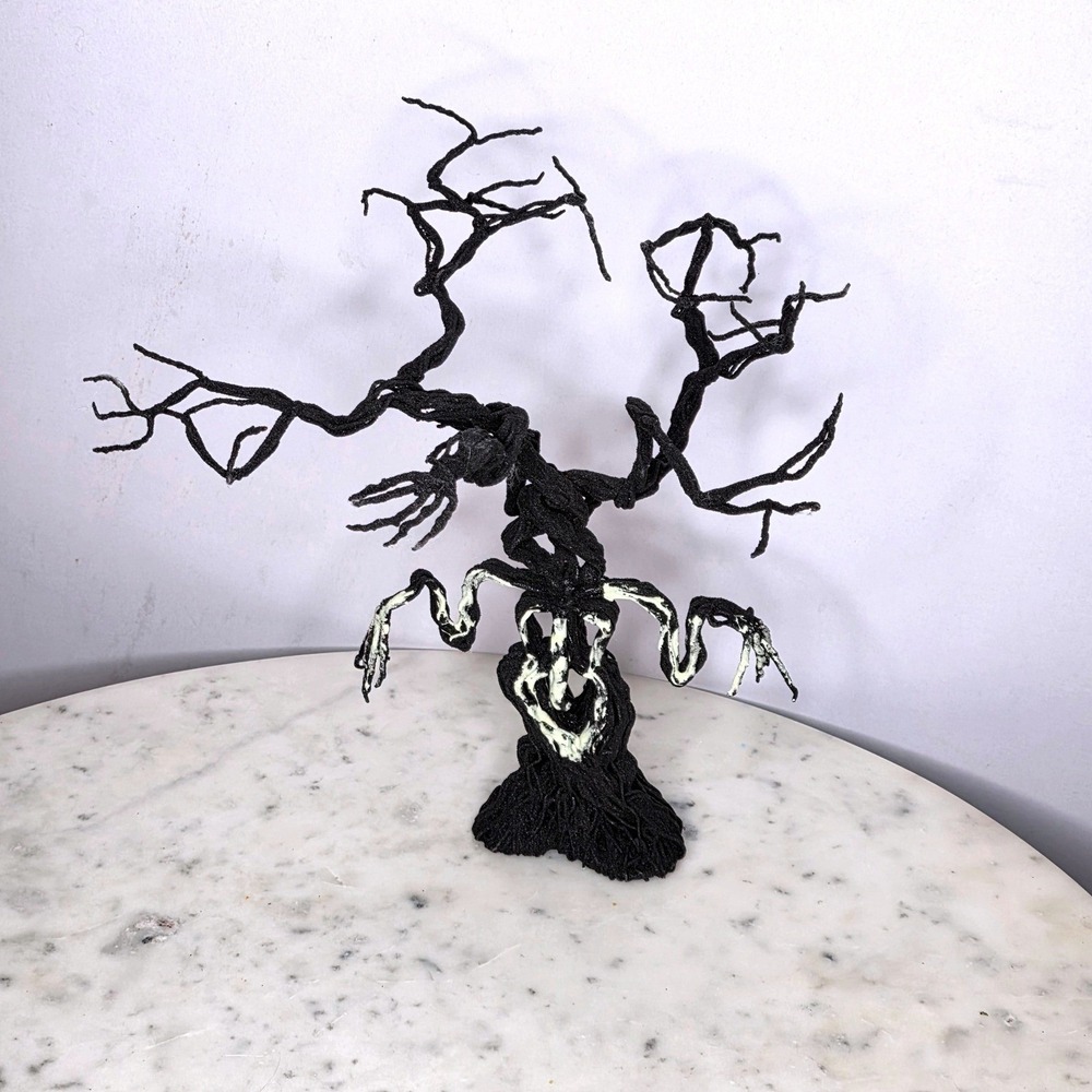 Dept 56 Glow in Dark Tree Spooky Halloween Snow Village Black Green No Ornaments